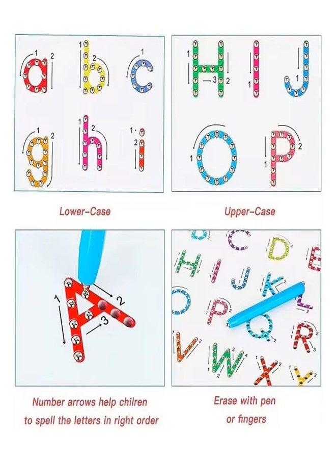 HUMAIZAR Magnetic Alphabet Tracing Board, Double-Sided 2-in-1 Learning & Writing Board, STEM Toy for Toddlers, Letter & Number Tracing Board with Magnet & Stylus Pen, Montessori Educational Toy - Image 4